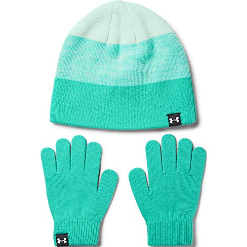 Under Armour Girls' Beanie Glove Combo , Comet Green (361)/White , One Size Fits All