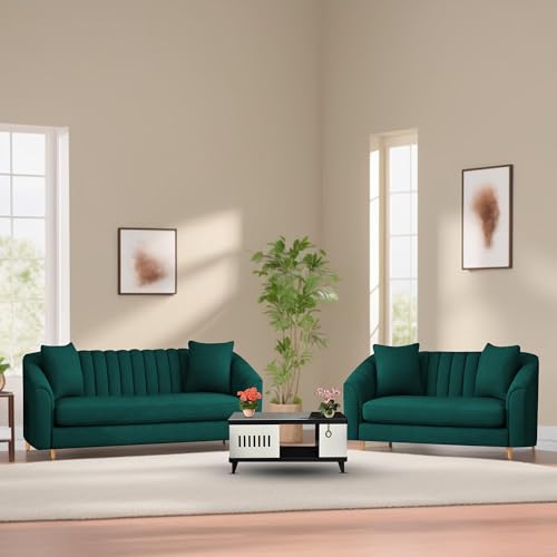 Image of Doraldo 3 + 2 Seater Sofa Set for Living Room (Pine) Premium Fabric Sofa