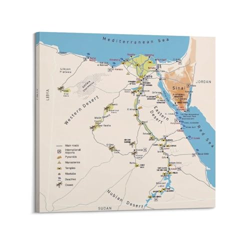 Carte de l'Égypte toile décorative HAYZE pour créer une ambiance d'évasion chez soi