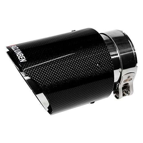 Faizjunben Carbon Fiber Exhaust Tips, 2.9" Inlet, 4" Tailpipes Outlet, Mirror-Polished Gloss Black #TOP5