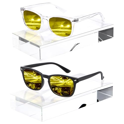 Image of Night Night Glasses Polarized for Women Men (2 Pack) | Nighttime Vision Glasses with Yellow Lens Anti Glare