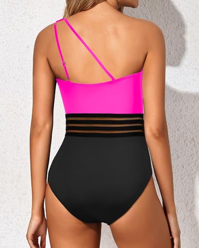 Image of Women's One Shoulder One Piece Tummy Control Swimsuit Full Coverage
