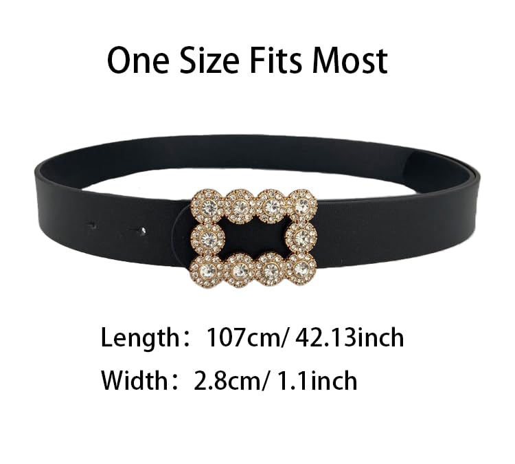 COTIM COYIN Women's Fashion Leather Belt with Rhinestone Buckle For Jeans Dresses Pants2