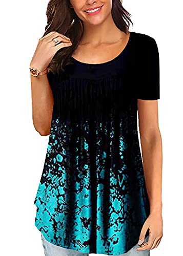Women's Summer Short Sleeve Tunic Plus Size Ladies Shirts Floral Blouse Loose Flowy Tops for Leggings 3XL Women's Summer Short Sleeve Tunic Plus Size Ladies Shirts Floral Blouse Loose Flowy Tops for Leggings 3XL