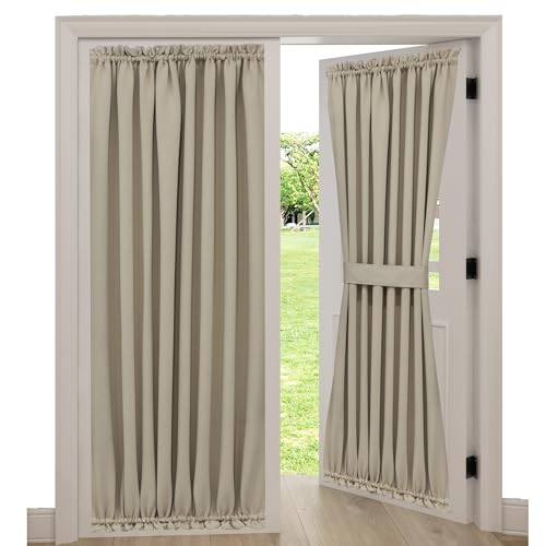 Aquazolax Rod Pocket Sliding Glass Door Curtain Window Treatment - Premium Plain Blackout Curtains Drapery 54
