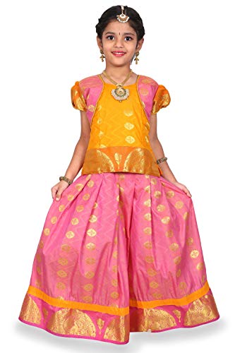 Kaatru Thana Silk Girls Pavadai Set (D30) - Lehenga Choli (Prince Size Chart) (1-2 Y)