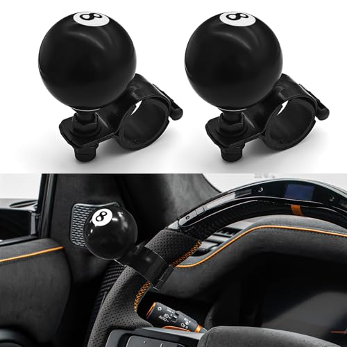 2PCS 8 Ball Steering Wheel Knob Spinner, Suicide Knob, Heavy Car Turning Suicide Spinner Handle, Universal 360 Degrees Rotation Steering Wheel Accessories Compatible with Most Vehicles (2PCS-1)