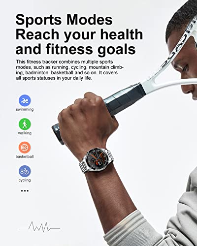 Lige Smart Watch Voice Answer Calls, 1.32'' Touch Screen Stainless Steel Watch For Ios Android Phones Ip67 Waterproof Activity Fitness Tracker With Heart Rate Sleep Monitor Smartwatch For Men #TOP4