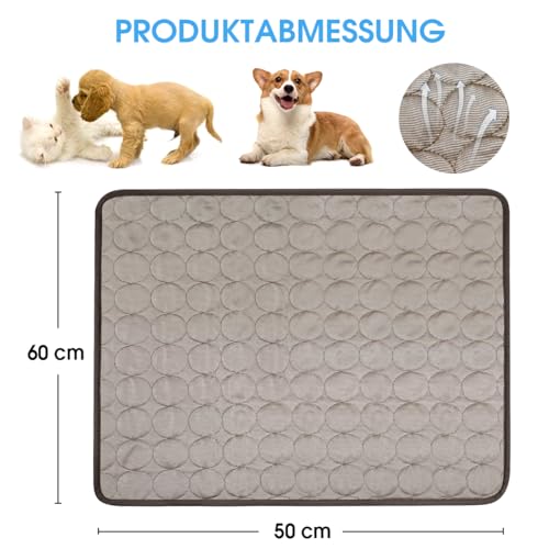 fuzhik Kühlmatte für Hunde und Katze 61 x 51CM, Haustier Kühlmatte Waschbares Matte Sommer Kühlkissen Katzen Selbstkühlende, Selbst Kühlende Hundematte für Zuhause Unterwegs oder im Auto