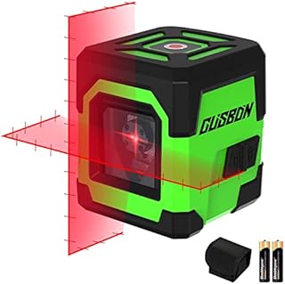 Laser Level with Markings ,CUSBON Red Beam Cross Line Laser Vertical & Horizontal Self Levelling Laser Level with Manual/Self-Leveling Mode(Bag and Batteries Included)
