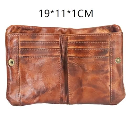 Hand-Rubbed Vegetable Tanned Leather Wallet Retro Distressed Wallet Multifunctional Wallet(Brown)2