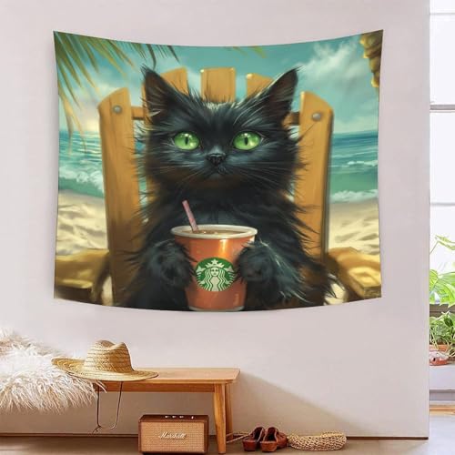 Tapisserie murale tissu chat 3D pour masquer un mur vide et décorer un salon