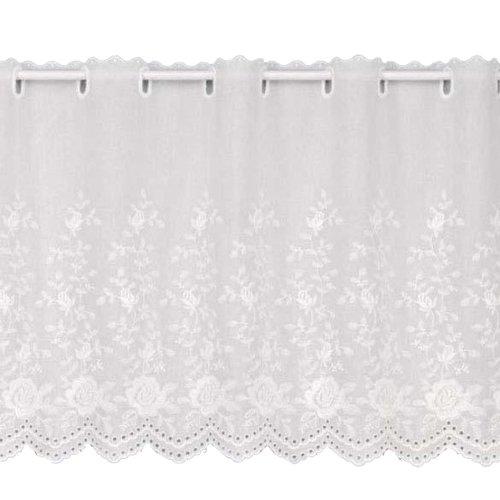 DW1303 川島織物セルコン エンブロイダリー カフェカーテン アイボリー 154×33 2585k