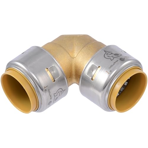SharkBite Max 1 x 1 in PTC 90 Degree Elbow, Push-to-Connect Brass Plumbing Fitting, UR260A