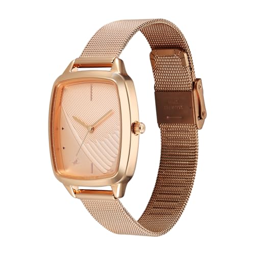 Image of Fastrack Wild Bird Feather Peach Dial Rose Gold Stainless Steel Strap Watch for Women - 6321WM03