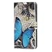 Produktbild Handyhülle für Samsung Galaxy A30s Hülle Case Gemalt Muster Handytasche PU Leder Tasche Flipcase Cover Schutzhülle Skin Ständer Klapphülle Schale Bumper Ledertasche Mädchen Fächer Blauer Schmetterling