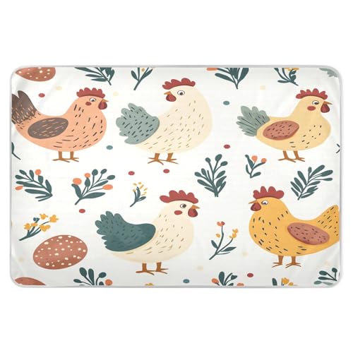 CEBUGI 34” x 52”Washable Underpads Heavy Absorbency Waterproof Incontinence Bed Pads Cute Chickens and Eggs Pee Pads for Adults Kids and Baby