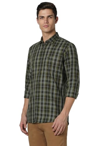 Image of Peter England Men 100% Cotton Slim Fit Checkered Casual Everyday Full Sleeve Shirt |