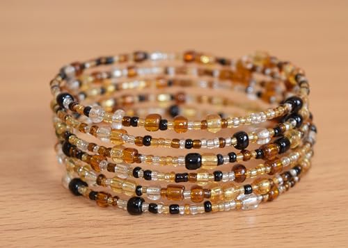 TEMBO AFRICA Set of 2 Handmade Beaded Bracelets for Women - Wrap Bracelets - Boho Jewelry Gifts - Brown2