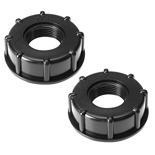 Create idea 2 Uds IBC Adaptador Tanque Conector de Grifo Manguera Plástico S60X6 Tapa Rosca Gruesa A Adaptador Grifo Agua de 1 Pulgada Adaptador Tanque Tote Conector Salida Rosca Hembra