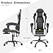 OS MOTOR Gaming Chair with Headrest and Lumbar Support, Ergonomic High Back Office Chair, Racing Style Executive Computer Desk Chair, Leather Adjustable Swivel Task Chair for Home Office (White)