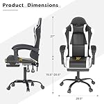 Gaming Chair with Headrest and Lumbar Support, Ergonomic High Back Office Chair, Racing Style Executive Computer Desk Chair, Leather Adjustable Swivel Task Chair for Home Office (White) - Image 3