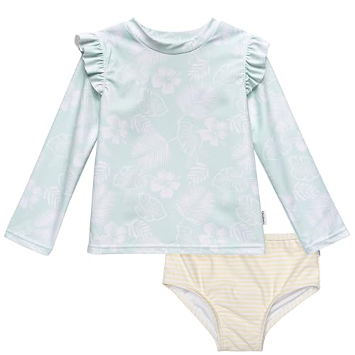 Gerber Baby and Toddler Girls Long Sleeve Swimsuit, Tropical, 2T - image 1