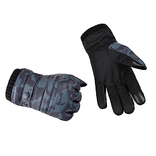 Guantes invierno hombre impermeables de ciclismo exterior negros táctiles