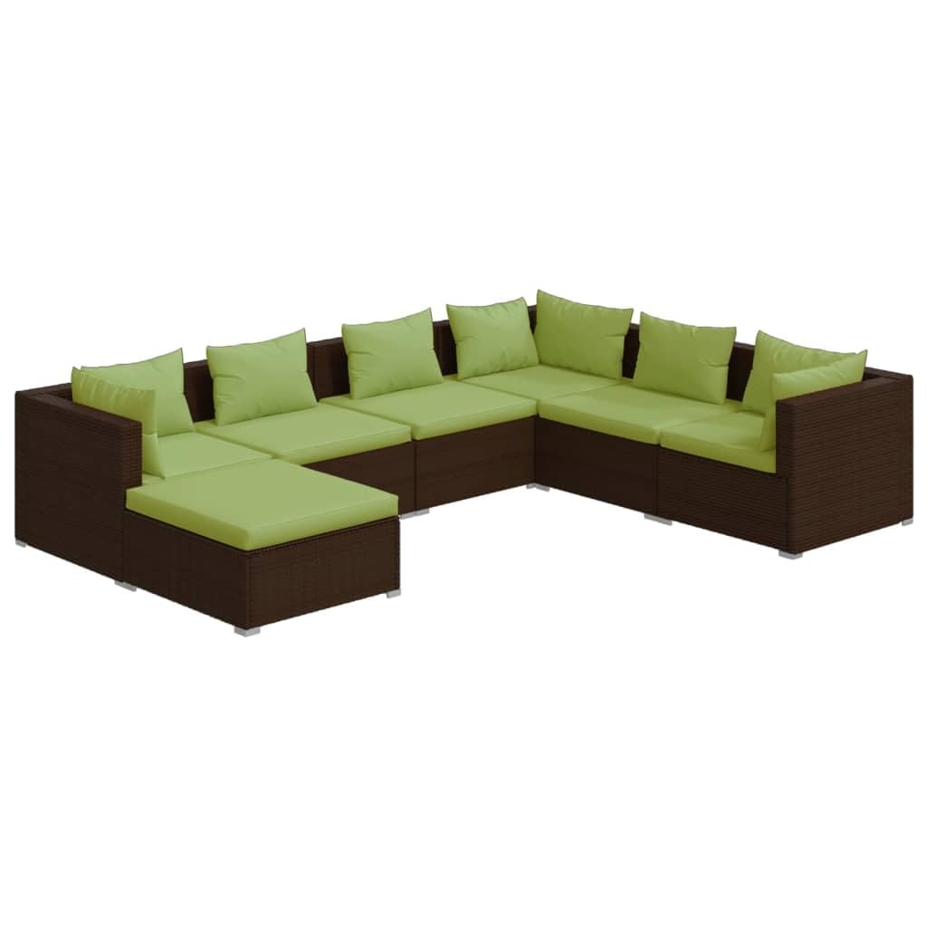 KCCKOM Garden Furniture Set 7 Piece Patio Lounge Set with Cushions Poly Rattan Brown