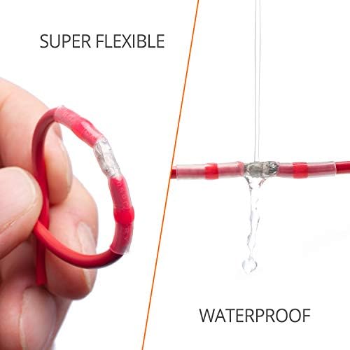 Wirefy 150 PCS Solder Seal Wire Connectors - Heat Shrink Solder Butt Connectors - Waterproof Solder Sleeves - Self Soldering Wire Connectors - Red 22-18 AWG