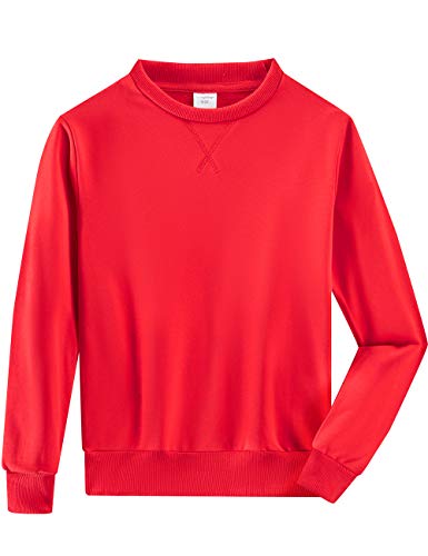 Spring&Gege Sweat-Shirt Garçon Pull à Manches Longues pour Enfant Tops Col Rond de Coton Rouge 5-6 Ans Cover