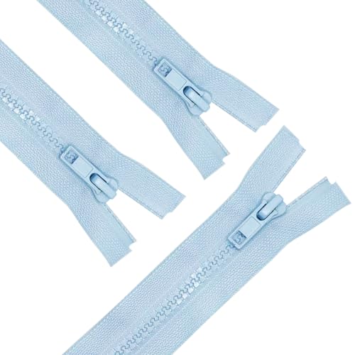 Image of ANPURZII 3PCS #5 46 Inch Sky Blue Separating Jacket Zippers for Sewing Coats, Molded Plastic Bulk Zippers(SkyBlue 46 inch 3PCS)