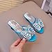Heeled Slide Sandals for Children Girls Fashion Shoes Sparkly Dressy for Kids Party Special Wear Buckle Dress Shoes (Blue, 36)