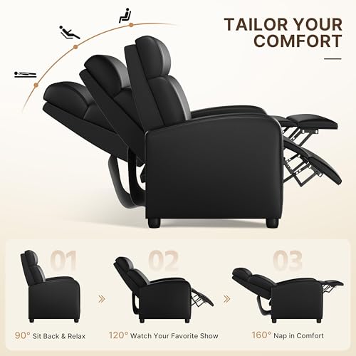 Yaheetech Recliner Chair PU Leather Recliner Sofa Home Theater Seating with Lumbar Support Overstuffed High-Density Sponge Push Back Recliners Armchair for Living Room - Image 5