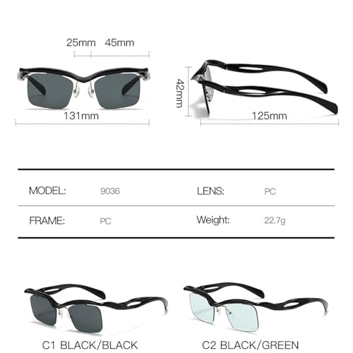 Lunettes de soleil rectangulaires sans monture unisexes légères et de luxe - 7