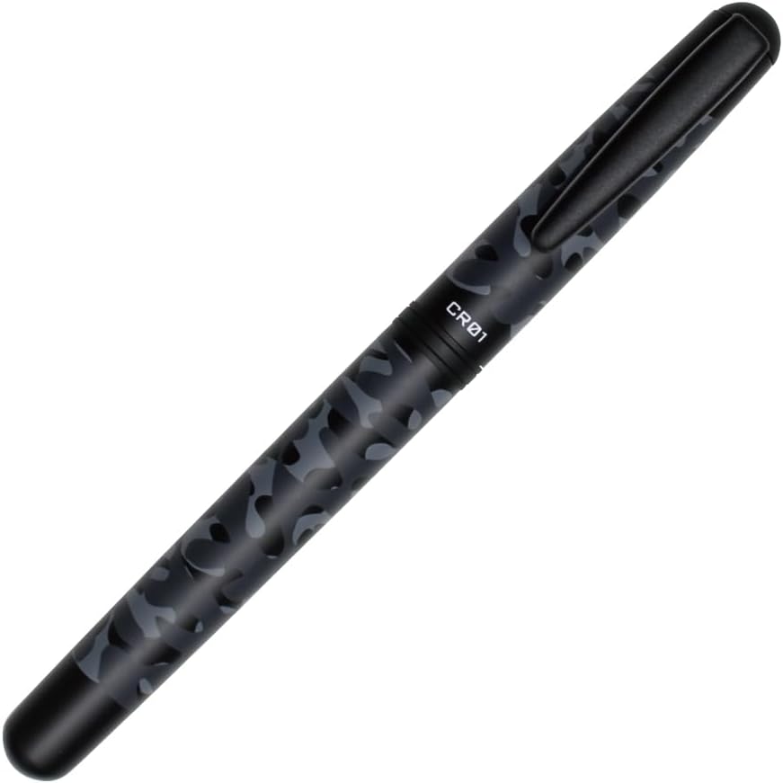 OHTO CR01 Ceramic Rollerball Pen, 0.5mm Fine Point, Thick Aluminum Barrel with Brass Components, Camouflage Black, Refillable Water-Based Black Ink, CR01-05-CBK
