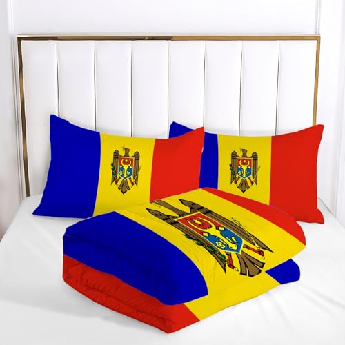 Juego de ropa de cama de Moldavia reversible azul y amarillo 140x200 7