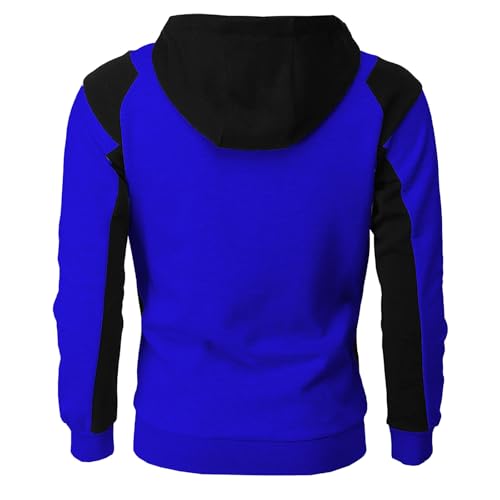 Men's Casual Hoodies Slim Fit Fleece Sweatshirt Jackets Patchwork Long Sleeve Full Zip Up Hooded Sweatshirts Sportswear3