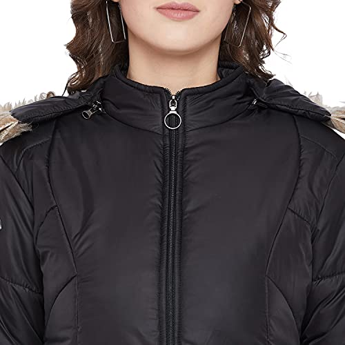 Image of VERO AMORE Women's Black winter wear full sleeve solid parka Jacket-2072A
