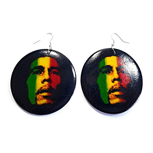 Teri's Boutique Rasta Reggae Lover Jamaican Music Singer Round Circle Fish Hook Dangle Earrings