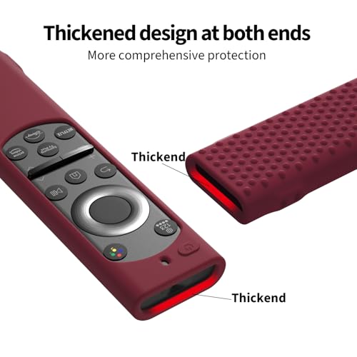 Image of OBOE Silicone TV Remote Cover for Samsung Remote BN59-01311, Wine Red | Compatible with Samsung QLED TV Remote, Half Wrap Protective Case, With Loop, Remote Not Included