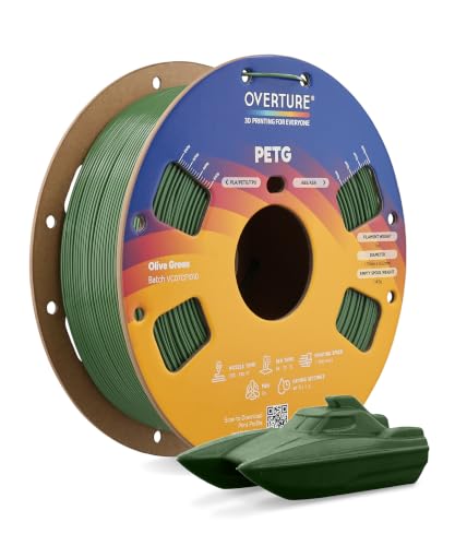 OVERTURE Rapid PETG 3D Printer Filament 1.75mm, 1kg Olive Green