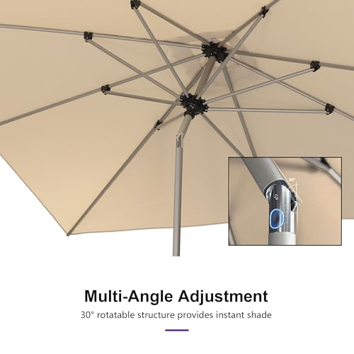 Image of PURPLE LEAF Patio Umbrella 4' x 6' Rectangle Tilt Market Umbrella Khaki