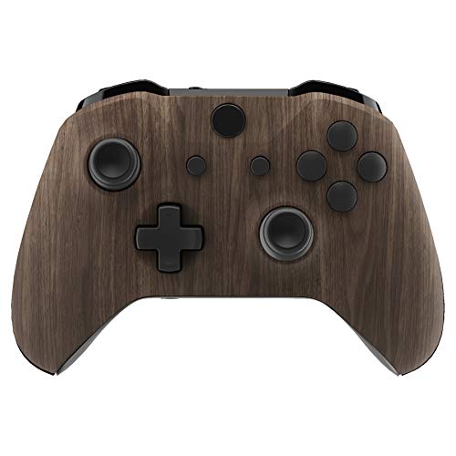 Image of eXtremeRate Wood Grain Patterned Replacment Housing Shell Cover Panels for Xbox One Wireless Controller Model 1708, Soft Touch Custom Faceplate Side Rails for Xbox One S /X Controller