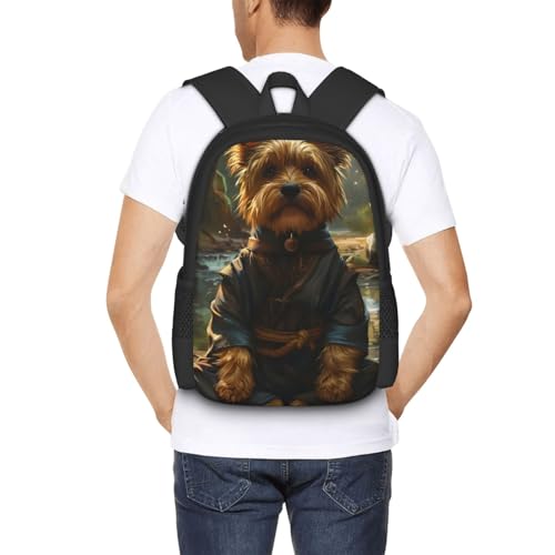 Commuter Unisex Dog Monk Meditation Zen Backpack Spacious Compartments for Work Essentials Casual Outings & Trips 17 Inch 6