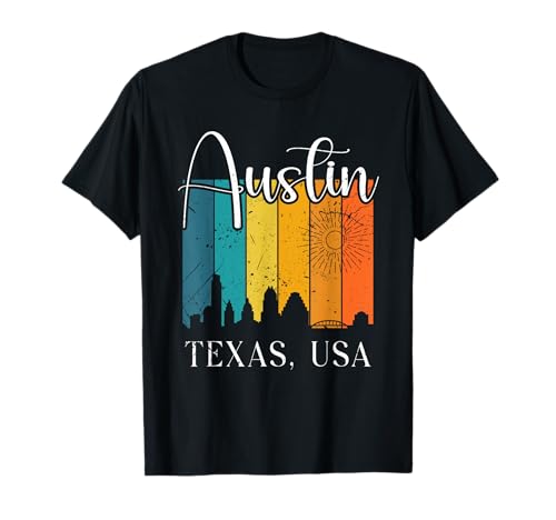 Austin Skyline Texas Vintage Sunset American Souvenir EE. UU. Camiseta