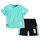 Tilozs Kinder Trainingsanzug Jungen Mädchen Set 2-Teilig Jogginganzug Sommer Schnelltrockend Sportanzug, Grün, 122-128(Herstellergröße:130)