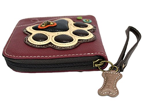 CHALA Ivory Paw Print Zip-Around Wallet, LaserCut Plum Tote- Dog Mom Gift Set4