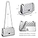 DIUY Quilted Leather Crossbody Bags for Women Trendy Ladies Shoulder Purse Satchel HandBag with Chain Strap, Silvery