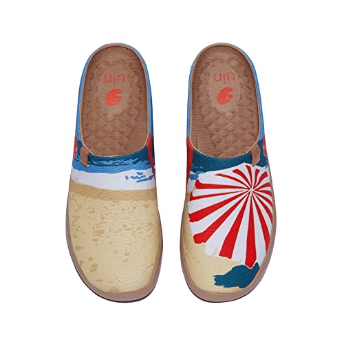 Image of UIN Slipper Woman Travel Art Painted Shoes Wide Toe Casual Home Slip On Mules Malaga